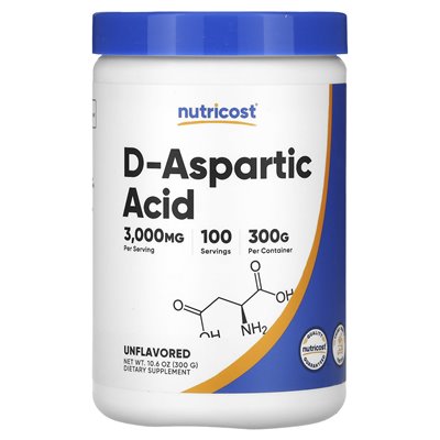 Nutricost, kwas d-asparaginowy, bezsfektowany, 10,6 uncji (300 g)