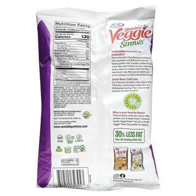 Portion wise, garden veggie straws, sour cream and onion, 4.25 oz (120 g)