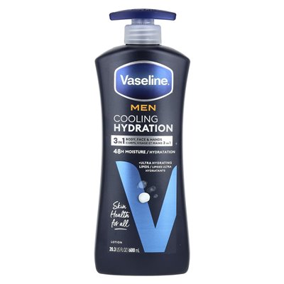 Wazelina, mężczyźni, nawodnienie chłodzenia, 3 na 1 ciało, balsam do twarzy i dłoni, 20,3 fl oz (600 ml)
