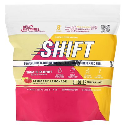 Real Ketones, Shift, Raspberry Lemonade, 30 Drink Mix Packets, 0.27 oz (7.6 g) Each
