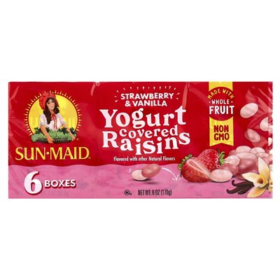 Sun-Maid, Rosinen, Erdbeeren und Vanille mit Joghurtüberzug, 6 Schachteln, 1 Unze (28,3 g)