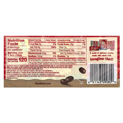Sun-Maid, Yogurt-Covered Raisins, Chocolate, 6 Boxes, 1 Ounce (28 G)
