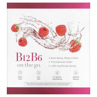 Youtheory, B12B6 w Podróży, Malina, 12 Pakietów, 30 ml Każdy Youtheory, B12B6 w Podróży, Malina, 12 Pakietów, 30 ml Każdy