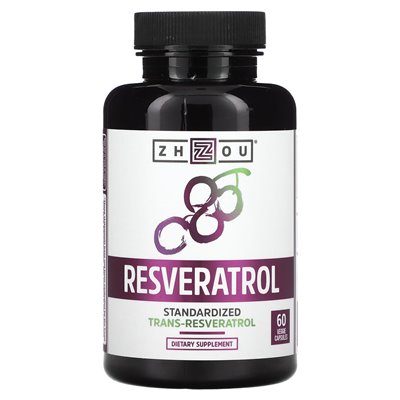 Zhou Nutrition, resweratrol, 1000 mg, 60 kapsułek wegetariańskich (500 mg na kapsułkę) Zhou Nutrition, resweratrol, 1000 mg, 60 kapsułek wegetariańskich (500 mg na kapsułkę)