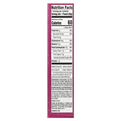 Sun-Maid, Raisin Fruit Snacks, Sour Mixed Berry, 7 bags, 0.7 oz (20 g) each