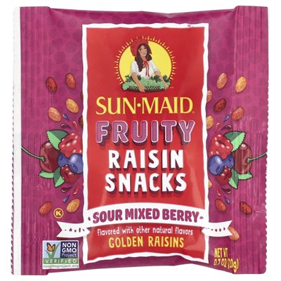 Sun-Maid, Raisin Fruit Snacks, Sour Mixed Berry, 7 bags, 0.7 oz (20 g) each