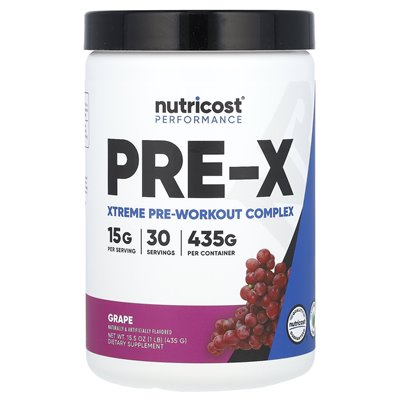 Nutricost, Performance, Pre-X, Xtreme Pre-Tracout Complex, winogrona, 1 funt (435 g)