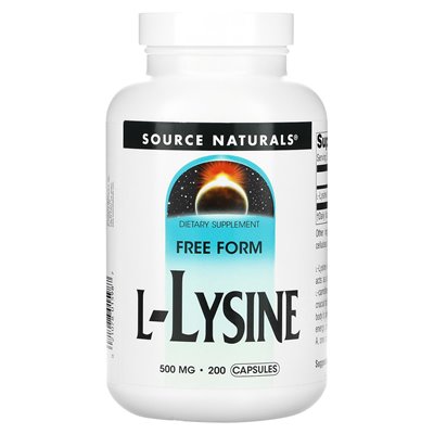 Źródło Naturals, L-Lysine, 500 mg, 200 kapsułek