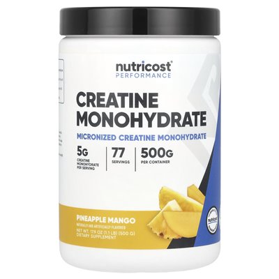 Nutricost, wydajność, monohydrat kreatyny, mango ananasowe, 1,1 funta (500 g)