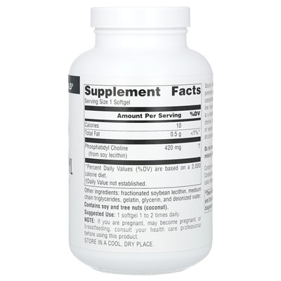 Source Naturals, Phosphatidyl Choline, 420 mg, 180 Softgels Source Naturals, Phosphatidyl Choline, 420 mg, 180 Softgels