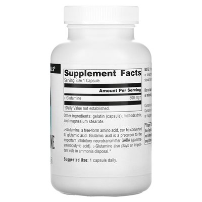 Source Naturals, L-Glutamina, 500 mg, 100 Kapsułek