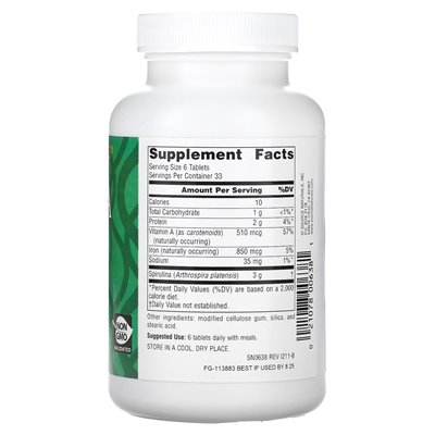 Source Naturals, Spirulina, 500 mg, 200 Tabletten