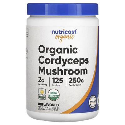 Nutricost, organiczne grzyby Cordyceps, niezmienne, 8,8 uncji (250 g)