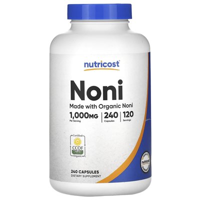 Nutricost, noni, 1000 mg, 240 kapsułek (500 mg na kapsułkę)