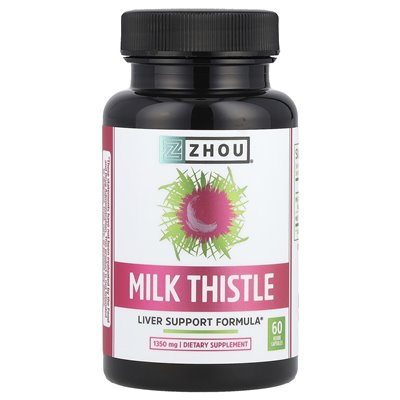 Zhou Nutrition, Milk Thistle, 1350 mg, 60 kapsułek warzywnych (450 mg na kapsułkę) Zhou Nutrition, Milk Thistle, 1350 mg, 60 kapsułek warzywnych (450 mg na kapsułkę)