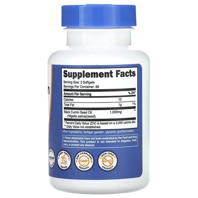 Nutricost, Schwarzkümmelöl, 1000 mg, 120 Softgels (500 mg pro Softgel)