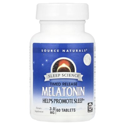 Źródło Naturals, Melatonina uwalniania czasu, 3 mg, 60 tabletek