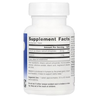 Źródło Naturals, Melatonina uwalniania czasu, 3 mg, 60 tabletek