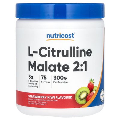 Nutricost, l-cytrulina jabłczan 2: 1, Strawberry Kiwi, 10,7 uncji (300 g)