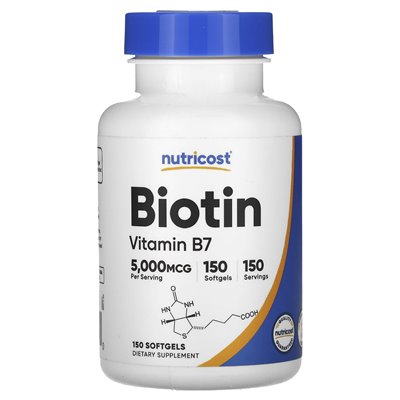 Nutricost, Biotin, 5000 mcg, 150 softgels