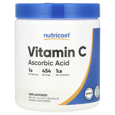 Nutricost, witamina C, nieobsługiwane, 16,2 uncji (454 g)
