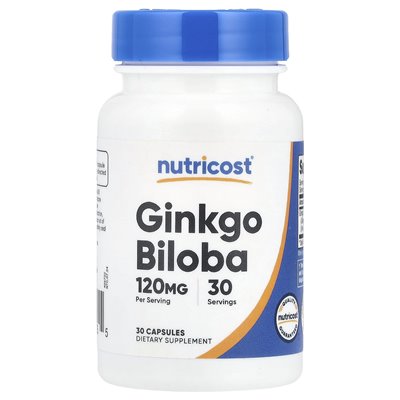 Nutricost, Ginkgo Biloba, 120 mg, 30 kapsułek