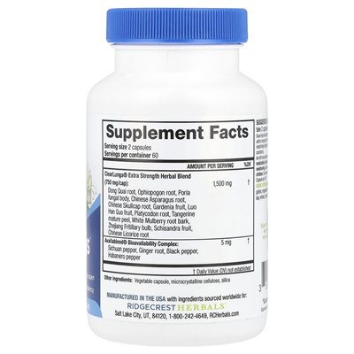 Ridgecrest Herbals, ClearLungs®, Extra Strength, 120 Kapseln
