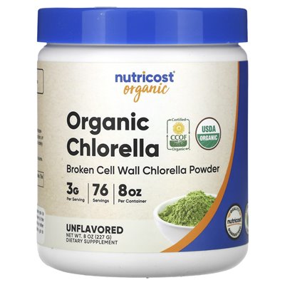 Nutricost, organiczna chlorella, niezmożona, 8 uncji (227 g)