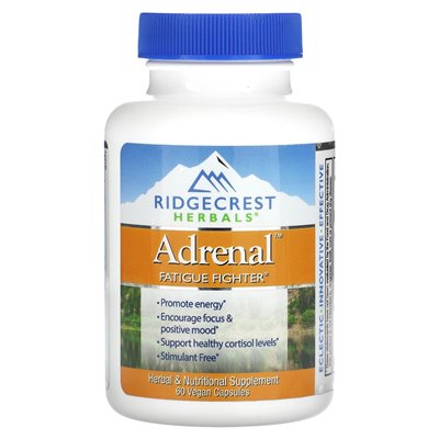 Ridgecrest Herbals, nadnercza, bojownik zmęczeniowy, 60 wegańskich kapsułek