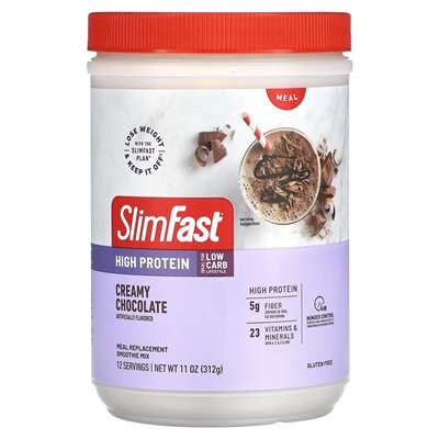 Slimfast, proteinreich, Smoothie-Ersatzmischung, cremige Schokolade, 11 oz (312 g) Slimfast, proteinreich, Smoothie-Ersatzmischung, cremige Schokolade, 11 oz (312 g)