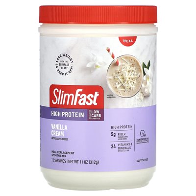 Slimfast, High Protein, Smoothie Replacement Mix, Vanilla Cream, 11 oz (312 g) Slimfast, High Protein, Smoothie Replacement Mix, Vanilla Cream, 11 oz (312 g)