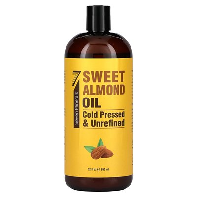 Siedem minerałów, olej słodkich migdałowych, naczepny i nierafinowany, bezzapachowy, 32 fl oz (950 ml) Siedem minerałów, olej słodkich migdałowych, naczepny i nierafinowany, bezzapachowy, 32 fl oz (950 ml)