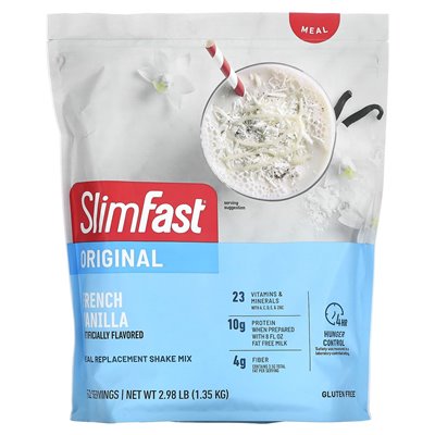 Slimfast, oryginalny, zamiennik posiłków, mieszanka Shake, francuska wanilia, 2,98 funta (1,35 kg) Slimfast, oryginalny, zamiennik posiłków, mieszanka Shake, francuska wanilia, 2,98 funta (1,35 kg)