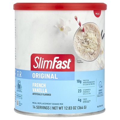 Slimfast, Original, Mahlzeitenersatz, Shake-Mix, französische Vanille, 12,83 oz (364 g)