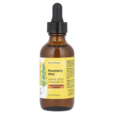Siedem minerałów, mięta rozmarynowa, olej do leczenia włosów i skóry głowy z białkiem ryżowym i kofeiną, 2 fl oz (60 ml)