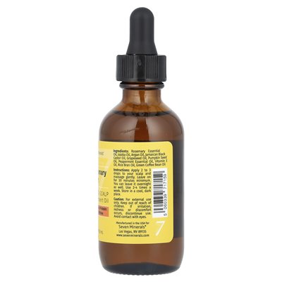 Siedem minerałów, mięta rozmarynowa, olej do leczenia włosów i skóry głowy z białkiem ryżowym i kofeiną, 2 fl oz (60 ml)