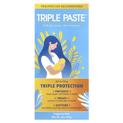 Triple Paste, Triple Paste, Tlenek cynku, bez zapachu, 2 uncje (57 g)