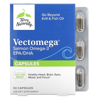 Terry Naturally, Vectomega, Łosoś Omega-3 EPA/DHA, 60 kapsułek