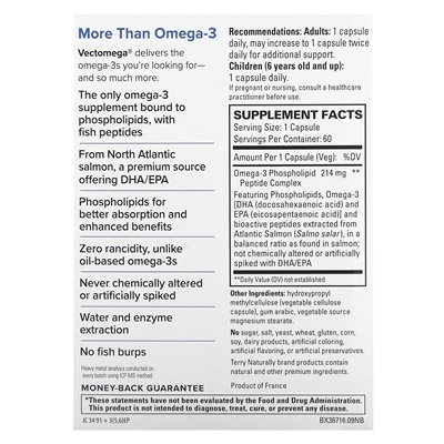 Terry Naturally, Vectomega, Łosoś Omega-3 EPA/DHA, 60 kapsułek