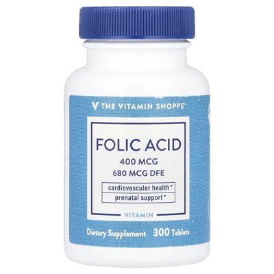 The Vitamin Shoppe, kwas foliowy, 680 mcg DFE, 300 tabletek