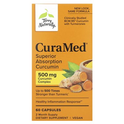 Terry naturalnie, zakręcony, lepsza kurkumina absorpcji, 500 mg, 60 kapsułek