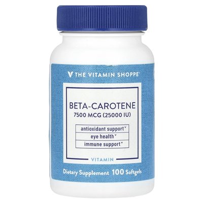 The Vitamin Shoppe, beta-karoten, 7500 mcg (25 000 IU), 100 miękkich