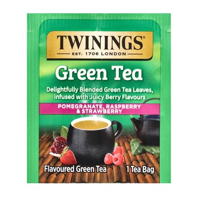 Twin, aromatic green tea, pomegranate, raspberry and strawberry, 20 tea bags, 1.06 oz (30 g) Twin, aromatic green tea, pomegranate, raspberry and strawberry, 20 tea bags, 1.06 oz (30 g)