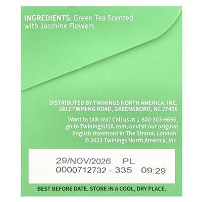 Twin, Green Tea, Jasmine, 20 Tea Bags, 1.41 oz (40 g) Twin, Green Tea, Jasmine, 20 Tea Bags, 1.41 oz (40 g)