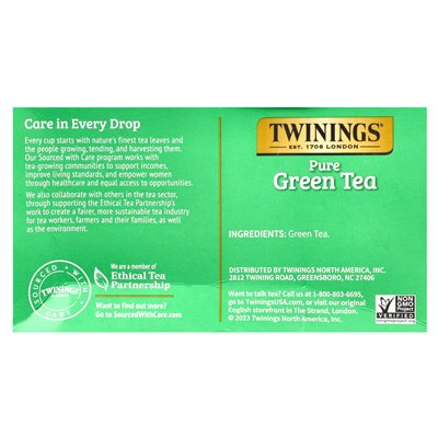 Twin Pure Grüner Tee, 50 Teebeutel, 3,53 oz (100 g) Twin Pure Grüner Tee, 50 Teebeutel, 3,53 oz (100 g)