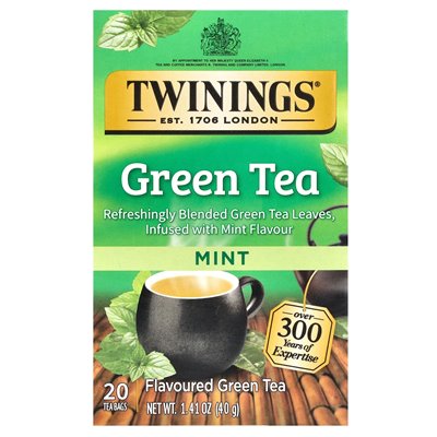 Twin, Aromatic Green Tea, Mint, 20 Tea Bags, 1.41 oz (40 g) Twin, Aromatic Green Tea, Mint, 20 Tea Bags, 1.41 oz (40 g)