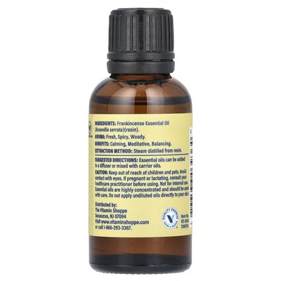 The Vitamin Shoppe, 100% czysty olejek eteryczny, kadzidło, 1 Fl Oz (30 ml)