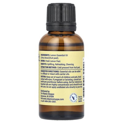 Witaminy Shoppe, 100% czysty olejk eteryczny, cytryna, 1 fl oz (30 ml)