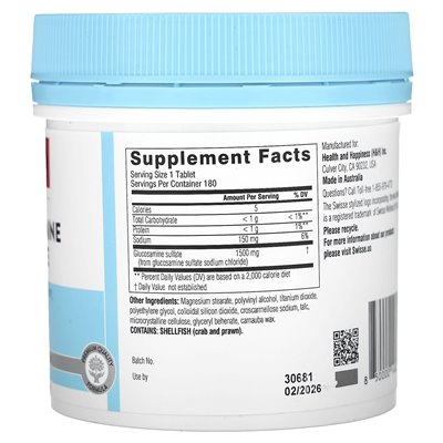 SWISSE, ULTIBOOST, SULFATOR GLUKOSAMINY, 1500 mg, 180 tabletek