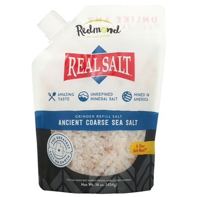 Redmond Trading Company, Real Salt, Ancient Coarse Sea Salt, Refillable Salt Grinder, 16 oz (454 g)